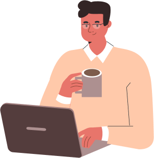 Hombre tomando cafe en Ludik Welness & Care