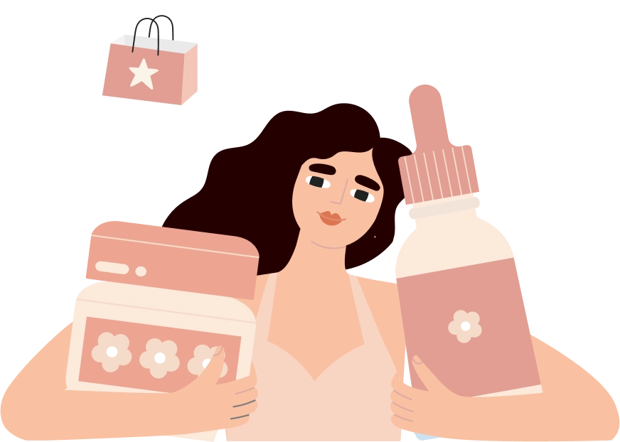 Chica con sus cosmeticos